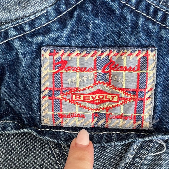 Vintage 90s revolt denim blue short overalls - Picture 4 of 5
